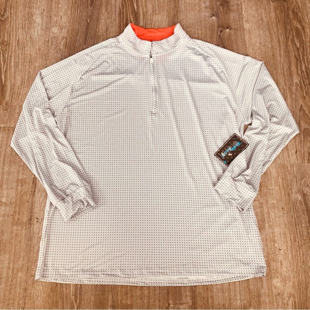 Men's White and Orange Long Sleeve Shirt